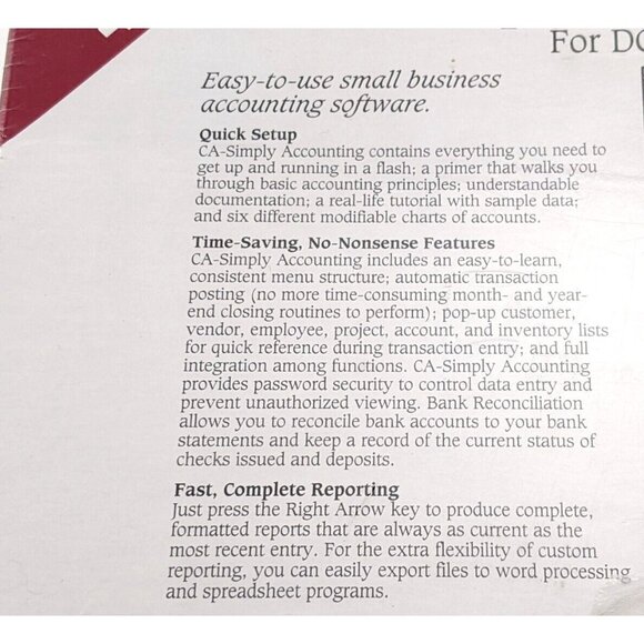 Computer Associates CA Simply Accounting Release 4.0 3.5" Diskettes DOS 3.0  New - Picture 9 of 12